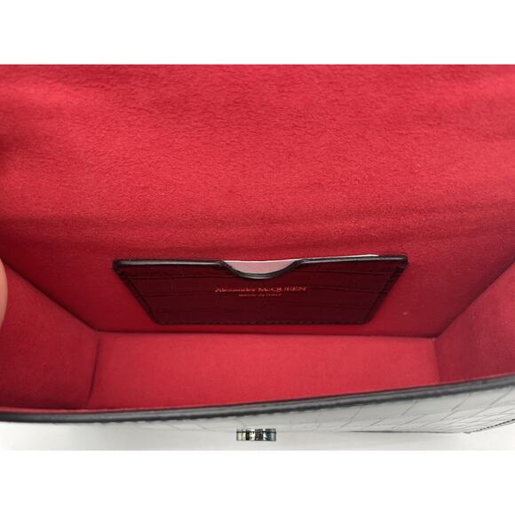 NEW ALEXANDER MCQUEEN BLACK LEATHER SKULL CROC CHAIN BAG PURSE NWT BOX - Picture 11 of 12